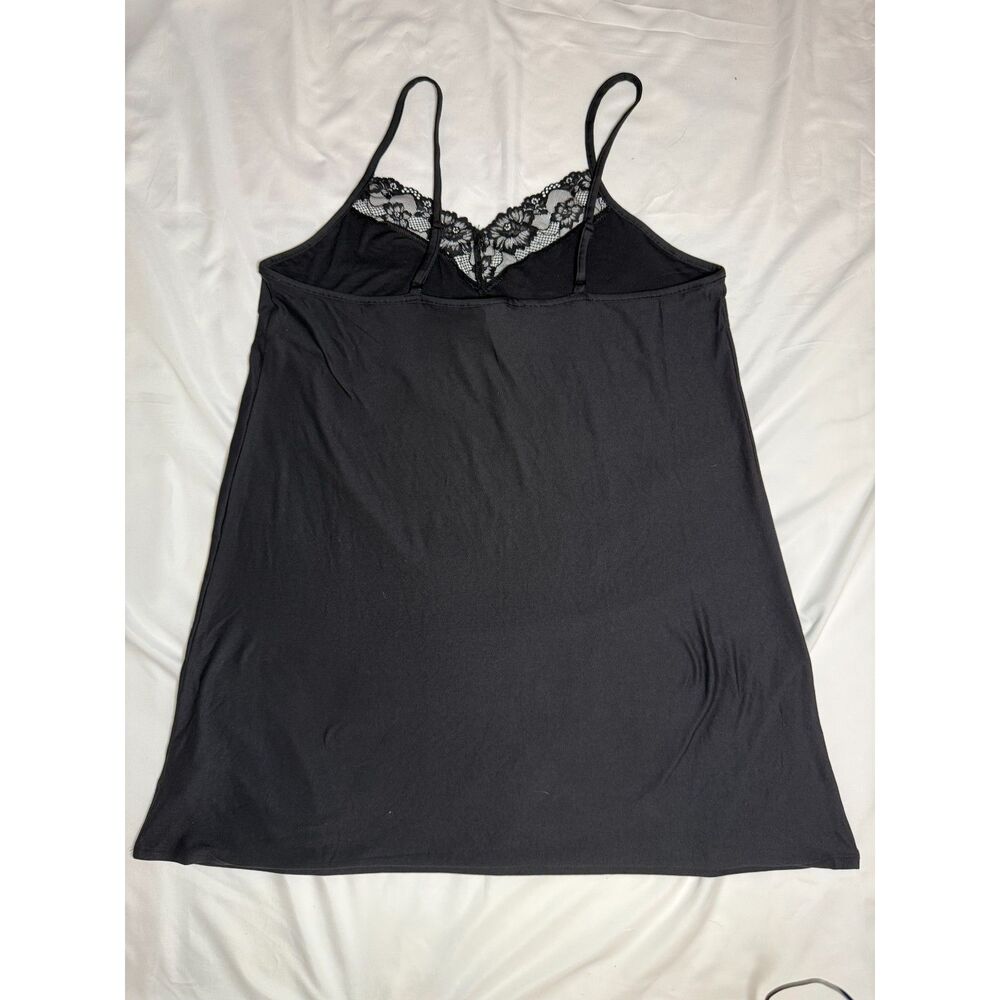 Joyspun black lace front knit chemise